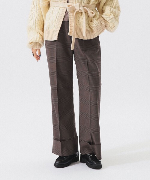 セール】チェック ロング ダブルヘム スラックス（スラックス）｜BEAMS