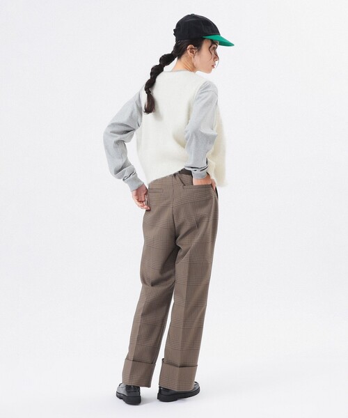 セール】チェック ロング ダブルヘム スラックス（スラックス）｜BEAMS