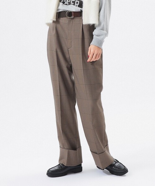 BEAMS BOY（ビームスボーイ）の「チェック ロング ダブルヘム スラックス（スラックス・レディース・グレー/ブラウン・1/0）」の17枚目の写真