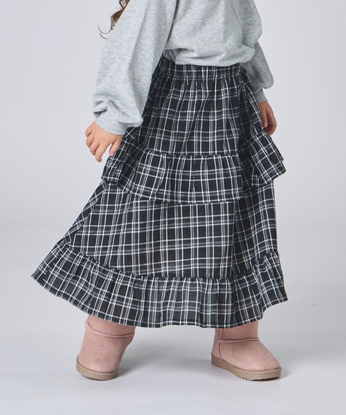 pairmanon（ペアマノン）の「アソート ティアード フリル スカート（スカート・キッズ・ホワイト/ブラック/ピンク系その他/ブラック系その他・S/M/L）」の3枚目の写真