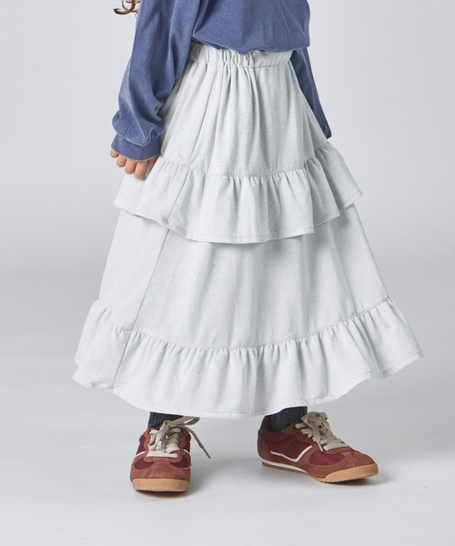 フリル付きホワイトラベンダースカート フリル付きホワイトラベンダースカート 2-099 ラベンダー 裾フリル