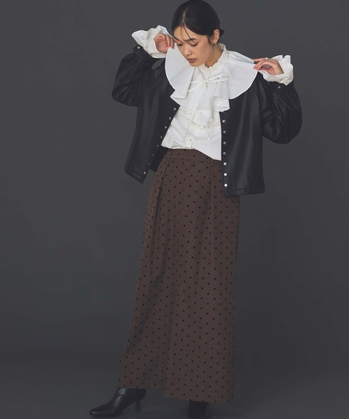 セール】LUレザークルーネックジャケット（その他アウター）｜Gready