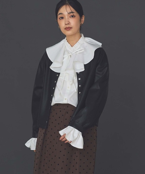 セール】LUレザークルーネックジャケット（その他アウター）｜Gready