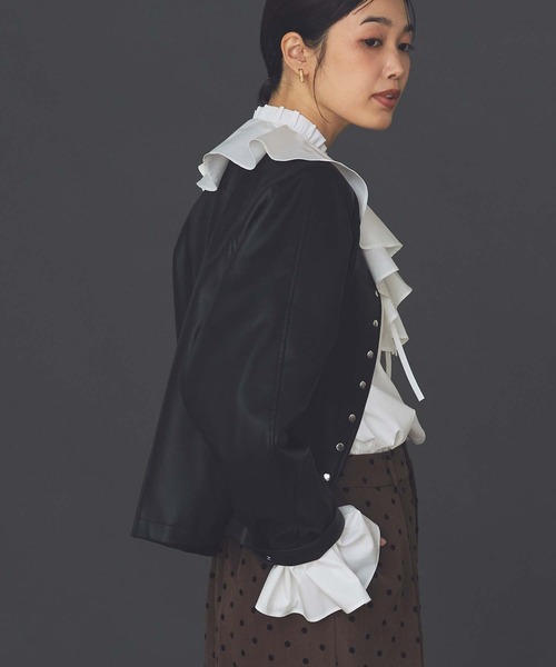 グレディブリリアン　Gready Brilliant Pコート　ジャケット セール】LUレザークルーネックジャケット（その他アウター）｜Gready