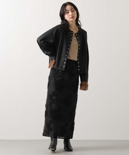 Gready Brilliant(グレディブリリアン)の「LUレザークルーネックジャケット(その他アウター・レディース・ブラック・38)」の16枚目の写真