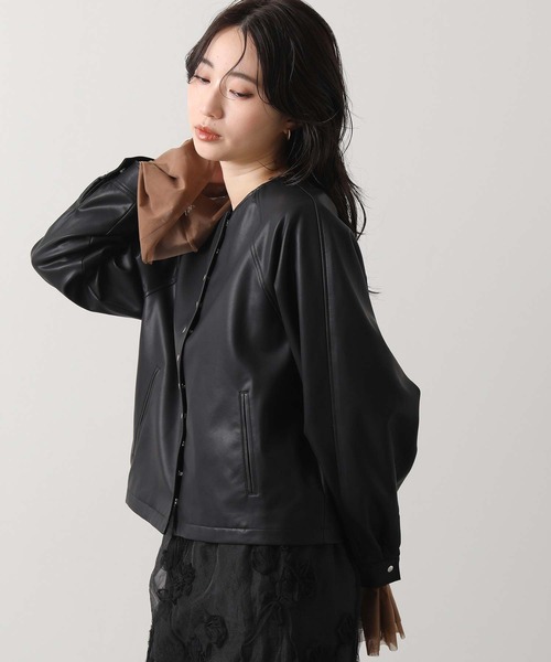 セール】LUレザークルーネックジャケット(その他アウター)|Gready セール】LUレザークルーネックジャケット(その他アウター)|Gready