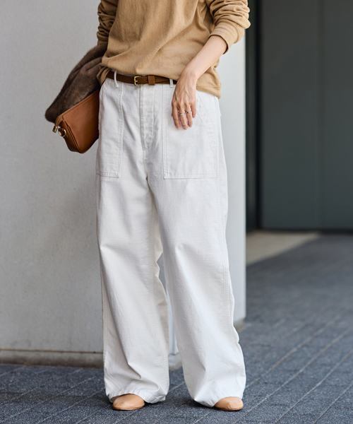 FRAMeWORK（フレームワーク）の「≪追加≫ミリタリースラブバックサテンベイカーパンツ 2（カーゴパンツ・レディース・ホワイト/オリーブ・36/38/40）」の13枚目の写真