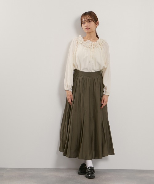 QUEENS COURT（クイーンズコート）の「シルキーローンウエストプリーツスカート≪手洗い可能≫（スカート・レディース・ブラック/ピンク/ブラウン/ダークグレー・M）」の7枚目の写真