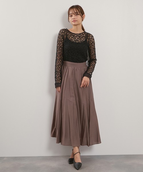 QUEENS COURT（クイーンズコート）の「シルキーローンウエストプリーツスカート≪手洗い可能≫（スカート・レディース・ブラック/ピンク/ブラウン/ダークグレー・M）」の10枚目の写真