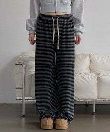 UNE MANSION | バイカラーボーダーストライプテリータオル地ウエストゴムパンツ(その他パンツ)