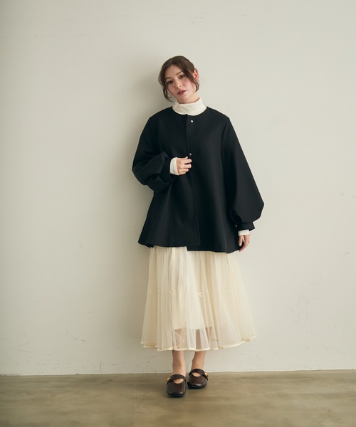 Lunea（ルネア）の「リボンチュールロングスカート（スカート・レディース・ブラック/ブラウン/ホワイト・FREE）」の8枚目の写真