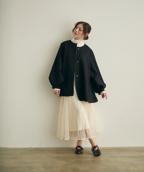 Lunea（ルネア）の「リボンチュールロングスカート（スカート・レディース・ブラック/ブラウン/ホワイト・FREE）」の9枚目の写真