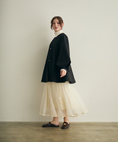 Lunea（ルネア）の「リボンチュールロングスカート（スカート・レディース・ブラック/ブラウン/ホワイト・FREE）」の11枚目の写真