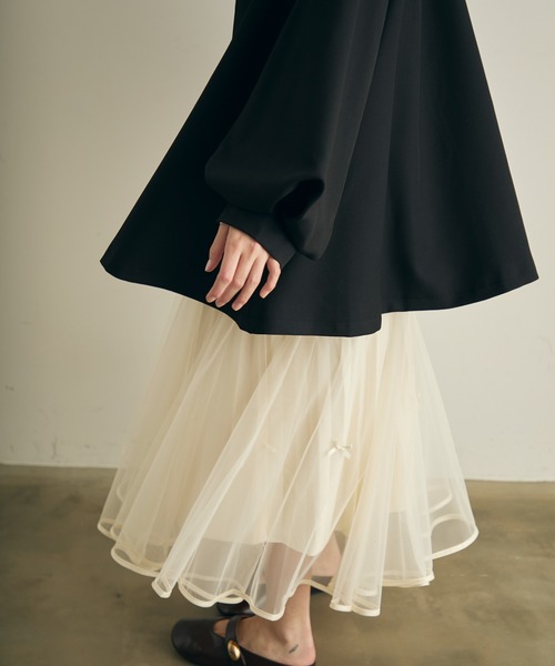 Lunea（ルネア）の「リボンチュールロングスカート（スカート・レディース・ブラック/ブラウン/ホワイト・FREE）」の21枚目の写真