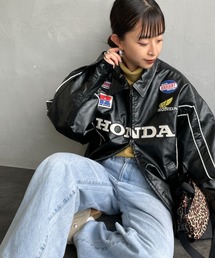 JEANS FACTORY （ジーンズファクトリー）の「[HONDA×JEANS FACTORY/ホンダ×ジーンズファクトリー] HONDA コラボレーションレーシング フェイクレザージャケット（その他アウター・メンズ）」