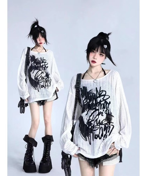 専用 y2k 00s archive ラウンドネック スタッズラメプリントロンＴ 専用 y2k 00s archive ラウンドネック スタッズラメプリントロン