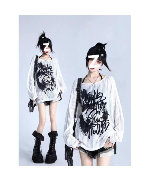 専用 y2k 00s archive ラウンドネック スタッズラメプリントロンT y2k