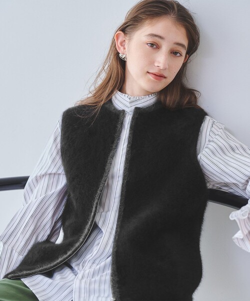 美品 UNITED ARROWS フォックス カシミヤ ベスト ネイビー フォックスカシミヤ Vネック ベスト（ベスト）｜UNITED ARROWS