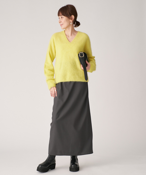 enrica(エンリカ)の「ENRICA エンリカ Vネックプルオーバー 1-tone KNIT241(ニット/セーター・レディース・ネイビー/イエロー・FREE)」の19枚目の写真