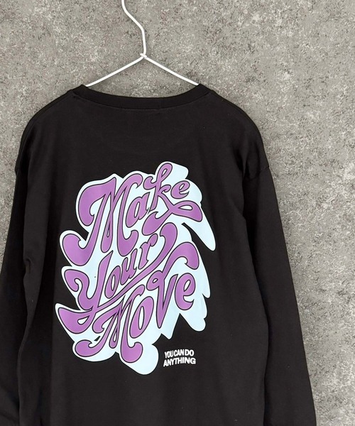 THE CASUAL（カジュアル）の「グラフィックプリント　オーバーサイズ　ロンT（Tシャツ/カットソー・キッズ・チャコール/パープル/ホワイト系その他/ブラック/ブラック系その他2/杢グレー/オフホワイト/ブラック系その他/ダークグリーン・110cm/120cm/130cm/140cm/150cm/160cm）」の6枚目の写真