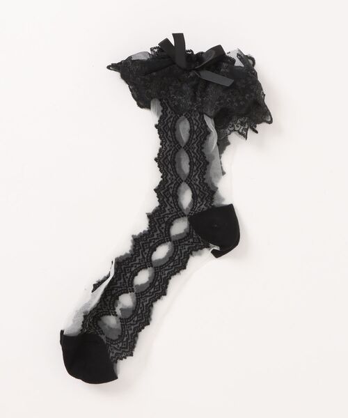 Fun & Daily(ファンアンドデイリー)の「F&D : アンクルレースシアーソックス(ソックス/靴下・レディース・ブラック/ホワイト・FREE)」の6枚目の写真