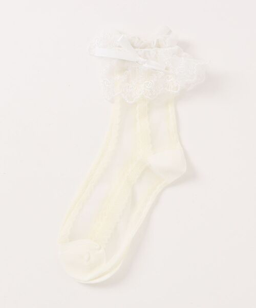 Fun & Daily(ファンアンドデイリー)の「F&D : アンクルレースシアーソックス(ソックス/靴下・レディース・ブラック/ホワイト・FREE)」の7枚目の写真