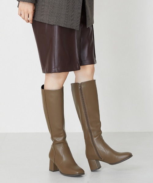 セール】美脚 スクエアトゥヒールロングブーツ/31503（ブーツ