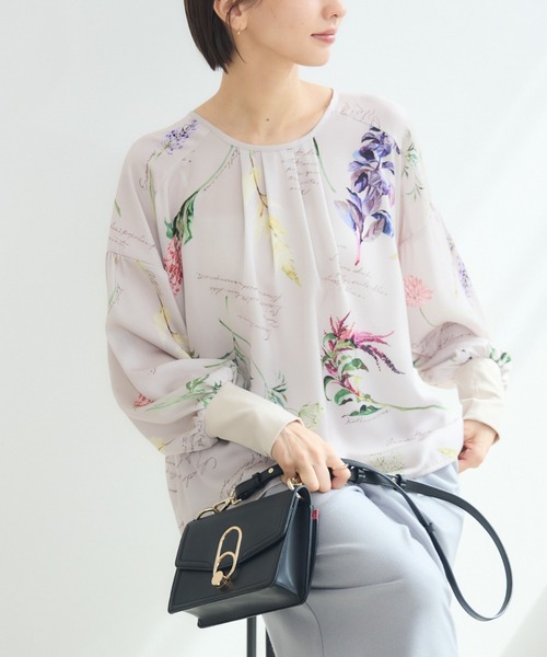 KATHARINE ROSS(キャサリンロス)の「【KATHARINE ROSS】秋の花プリントブラウス(シャツ/ブラウス・レディース・ブラウン/ベージュ・FREE)」の1枚目の写真