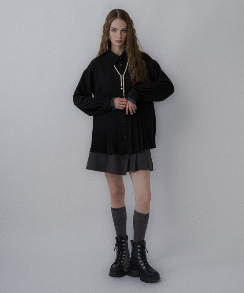 HARE(ハレ)の「ソデレイヤープリーツシャツ(HARE)(シャツ/ブラウス・レディース・ブラック/ホワイト・FREE)」の9枚目の写真