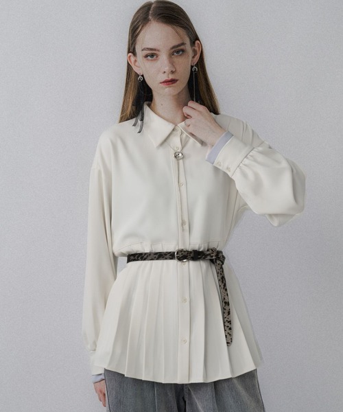 HARE(ハレ)の「ソデレイヤープリーツシャツ(HARE)(シャツ/ブラウス・レディース・ブラック/ホワイト・FREE)」の10枚目の写真