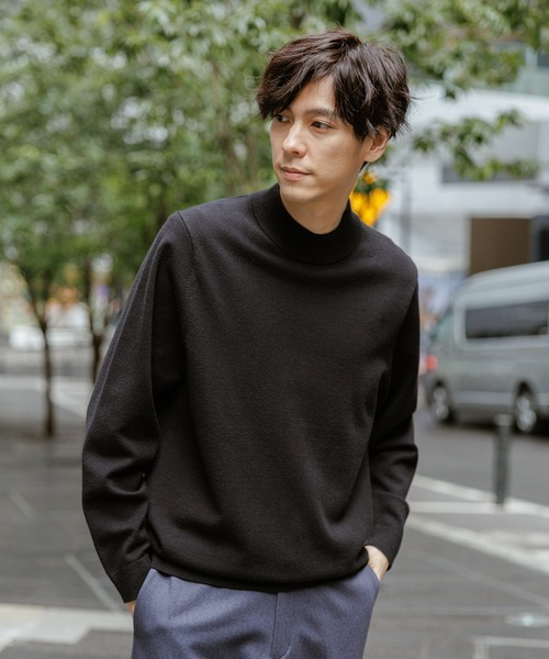 GLOBAL WORK(グローバルワーク)の「メルティモックネックプルオーバー/523900(ニット/セーター・メンズ・チャコールグレー/ブラック/アイボリー/グレイッシュベージュ・SMALL/MEDIUM/LARGE/X-LARGE)」の1枚目の写真