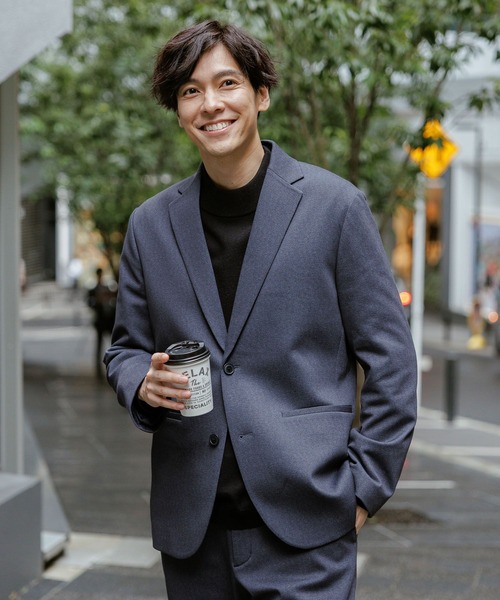 GLOBAL WORK（グローバルワーク）の「スマらくジャケット+WARM/577541（テーラードジャケット・メンズ・チャコールグレー/ネイビー・SMALL/MEDIUM/LARGE/X-LARGE/XX-LARGE/3XL/X-SMALL）」の2枚目の写真