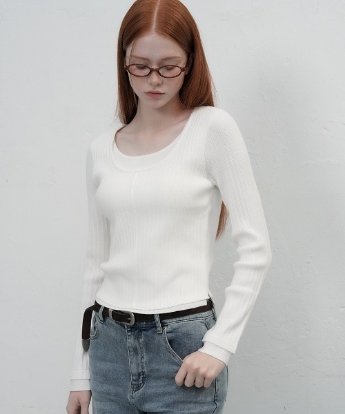 double layered long sleeve knit ダブルレイヤードロングスリーブ
