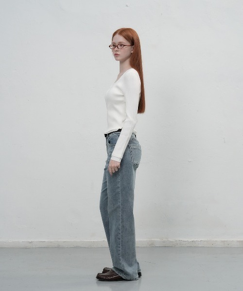 GENERAL IDEA（ジェネラルアイデア）の「double layered long sleeve knit ダブルレイヤードロングスリーブニット（ニット/セーター・レディース・アイボリー/ブラック/チャコール・M/S/L）」の7枚目の写真