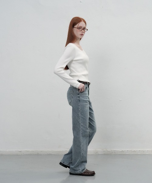 GENERAL IDEA（ジェネラルアイデア）の「double layered long sleeve knit ダブルレイヤードロングスリーブニット（ニット/セーター・レディース・アイボリー/ブラック/チャコール・M/S/L）」の8枚目の写真