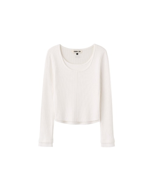 GENERAL IDEA（ジェネラルアイデア）の「double layered long sleeve knit ダブルレイヤードロングスリーブニット（ニット/セーター・レディース・アイボリー/ブラック/チャコール・M/S/L）」の10枚目の写真