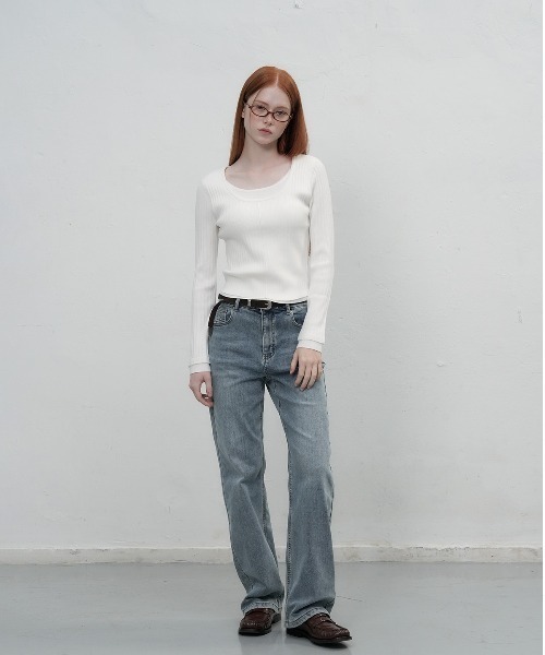 GENERAL IDEA（ジェネラルアイデア）の「double layered long sleeve knit ダブルレイヤードロングスリーブニット（ニット/セーター・レディース・アイボリー/ブラック/チャコール・M/S/L）」の6枚目の写真