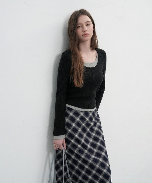 GENERAL IDEA（ジェネラルアイデア）の「double layered long sleeve knit ダブルレイヤードロングスリーブニット（ニット/セーター・レディース・アイボリー/ブラック/チャコール・M/S/L）」の13枚目の写真