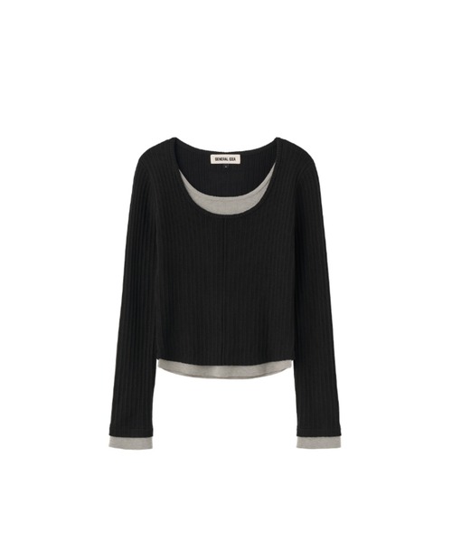 GENERAL IDEA（ジェネラルアイデア）の「double layered long sleeve knit ダブルレイヤードロングスリーブニット（ニット/セーター・レディース・アイボリー/ブラック/チャコール・M/S/L）」の19枚目の写真