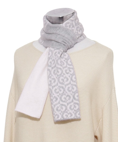 MOONBAT(ムーンバット)の「mila schon カシミヤ リバーシブル ジャカードプチマフラー(マフラー・レディース・グレー/サックスブルー・FREE)」の1枚目の写真