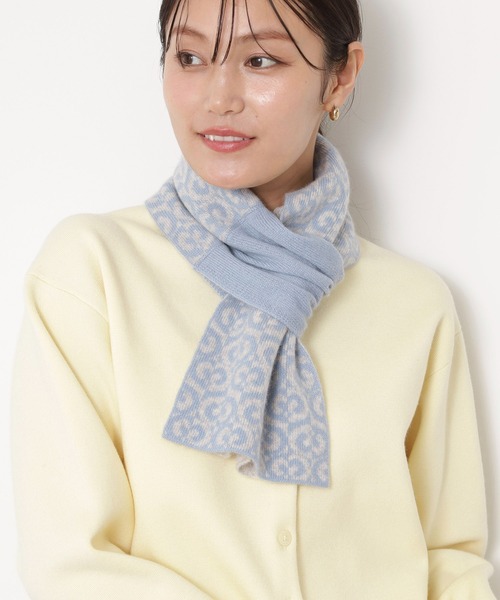 MOONBAT(ムーンバット)の「mila schon カシミヤ リバーシブル ジャカードプチマフラー(マフラー・レディース・グレー/サックスブルー・FREE)」の2枚目の写真