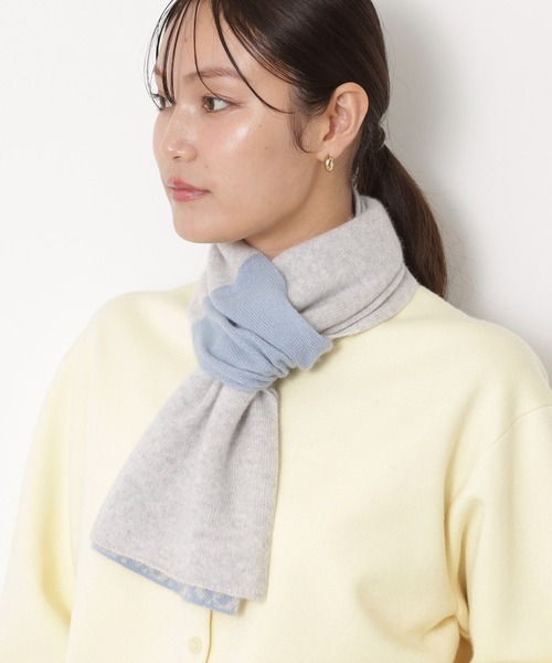 MOONBAT(ムーンバット)の「mila schon カシミヤ リバーシブル ジャカードプチマフラー(マフラー・レディース・グレー/サックスブルー・FREE)」の3枚目の写真