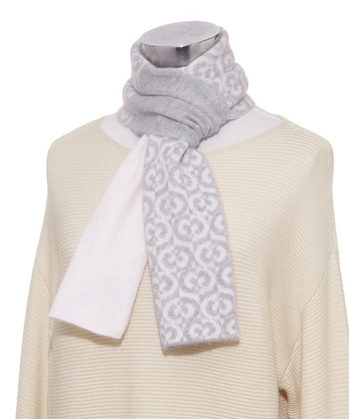 MOONBAT(ムーンバット)の「mila schon カシミヤ リバーシブル ジャカードプチマフラー(マフラー・レディース・グレー/サックスブルー・FREE)」の12枚目の写真
