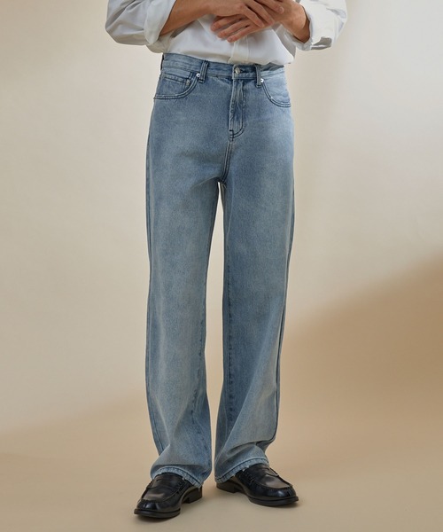 NEOL（ネオル）の「【NEOL】Washed straight denim pants/ウォッシュ加工ストレートデニムパンツ（デニムパンツ・メンズ・ライトブルー/インディゴブルー・M/L/XL）」の4枚目の写真