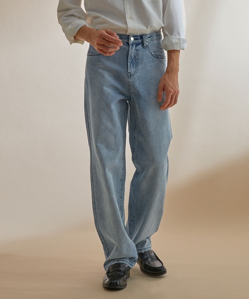 NEOL】Washed straight denim pants/ウォッシュ加工ストレートデニム