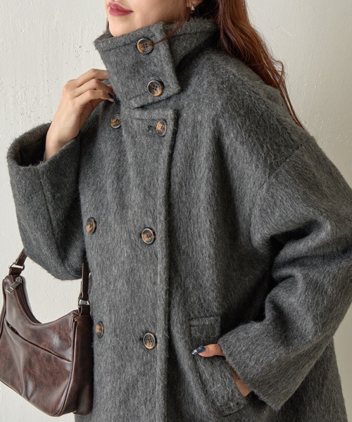 COLONY 2139（コロニートゥーワンスリーナイン）の「シャギースタンドカラーコート（その他アウター・レディース・チャコールグレー/グレイッシュベージュ/ブラウン・FREE）」の3枚目の写真