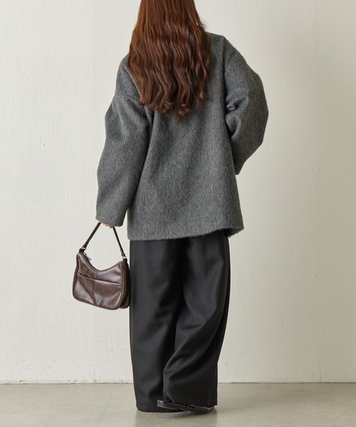 COLONY 2139（コロニートゥーワンスリーナイン）の「シャギースタンドカラーコート（その他アウター・レディース・チャコールグレー/グレイッシュベージュ/ブラウン・FREE）」の4枚目の写真