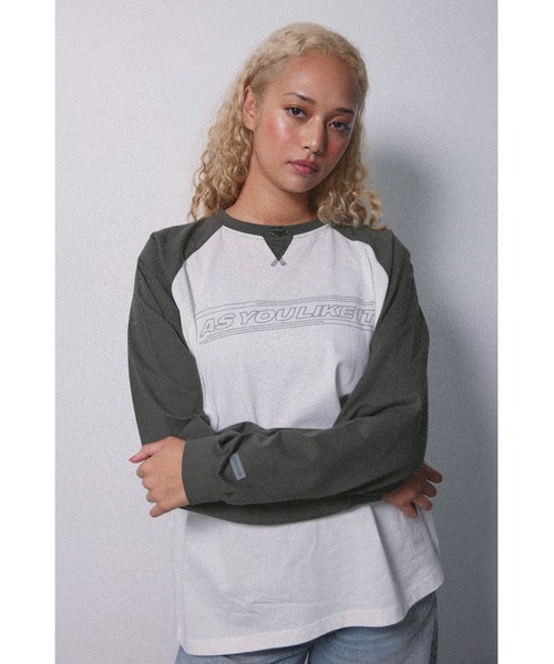 ALEXIA STAM（アリシアスタン）の「Wellness Raglan Sleeve Tee /ウェルネス ラグランロンT（Tシャツ/カットソー・レディース・グレー/ホワイト・FREE）」の2枚目の写真