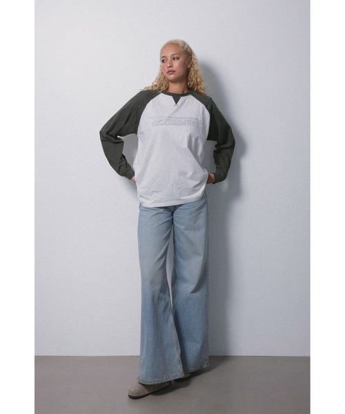 ALEXIA STAM（アリシアスタン）の「Wellness Raglan Sleeve Tee /ウェルネス ラグランロンT（Tシャツ/カットソー・レディース・グレー/ホワイト・FREE）」の6枚目の写真