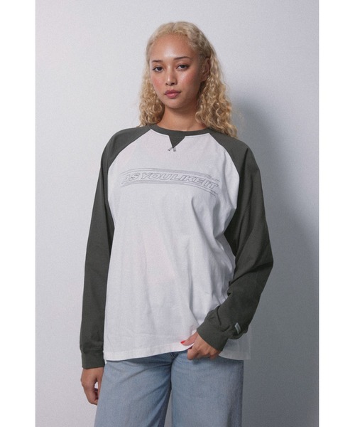 ALEXIA STAM（アリシアスタン）の「Wellness Raglan Sleeve Tee /ウェルネス ラグランロンT（Tシャツ/カットソー・レディース・グレー/ホワイト・FREE）」の4枚目の写真